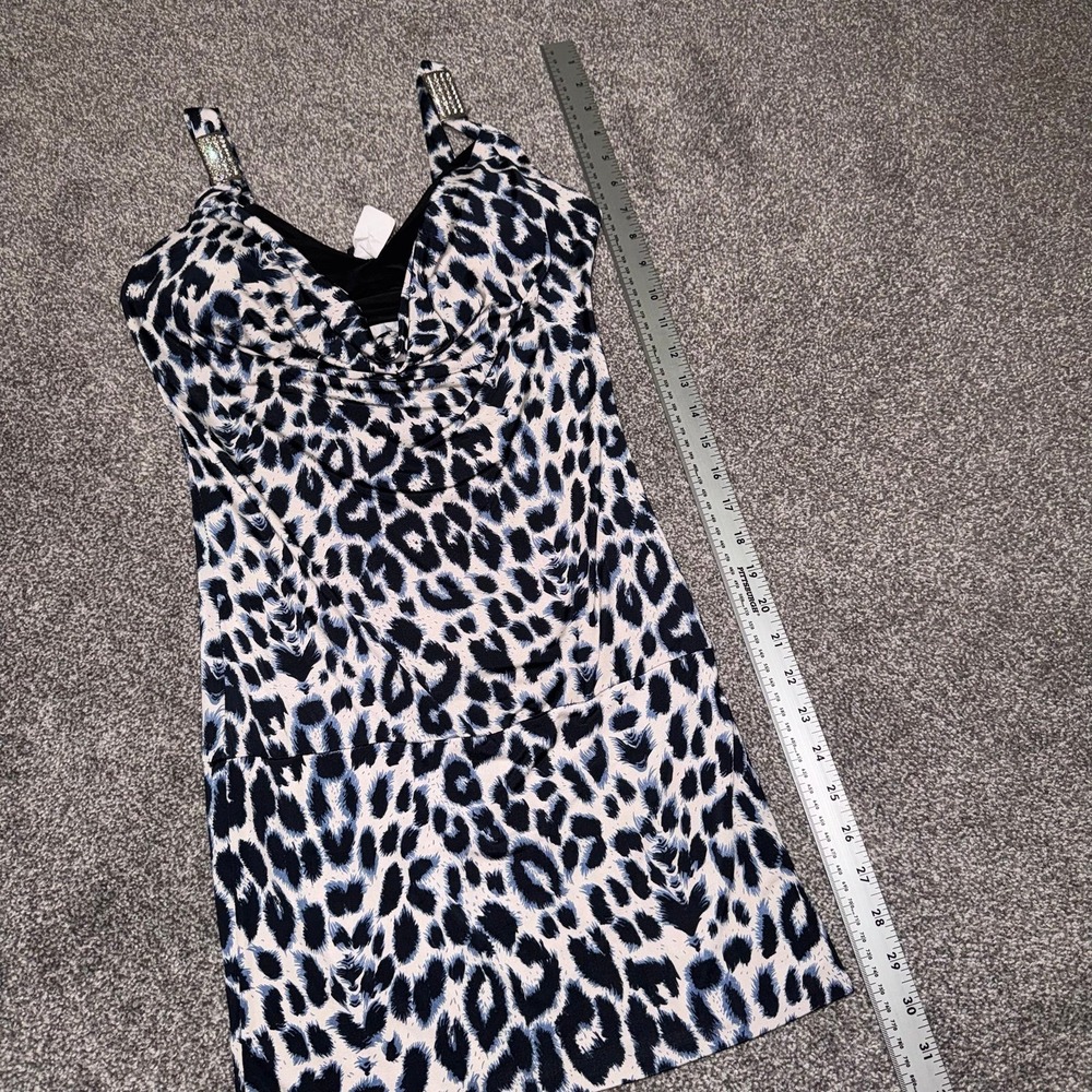 Joyce Leslie Women's Blue, Black & White Animal Print Mini Going Out Dress - M - Picture 4 of 7